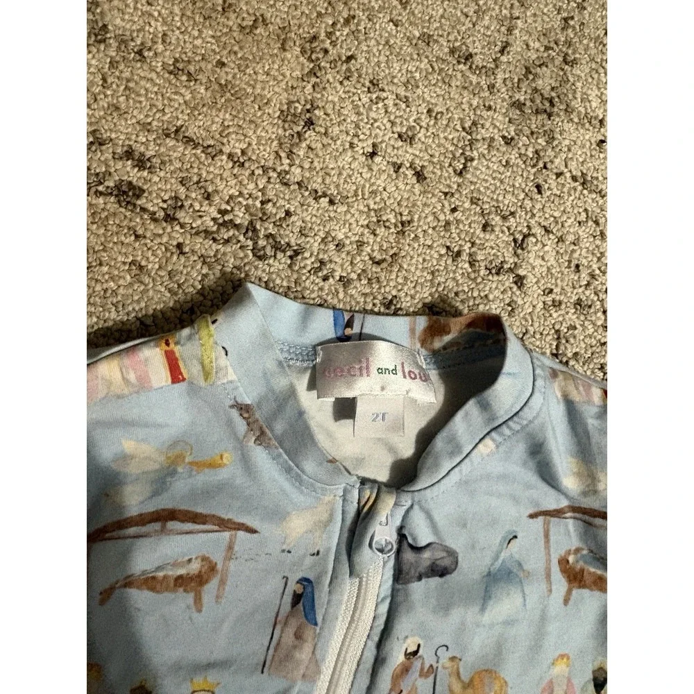 Cecil And Lou Blue Nativity One Piece Pj Size 2t